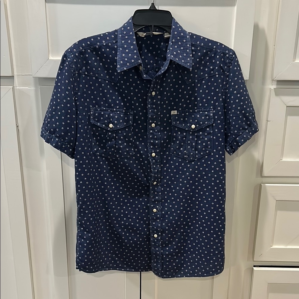 Salt Valley Western Pearl Snap Men's Navy Shirt